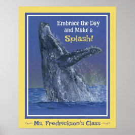 Fun Whale Print für den Unterricht Gelbe Grenze Poster