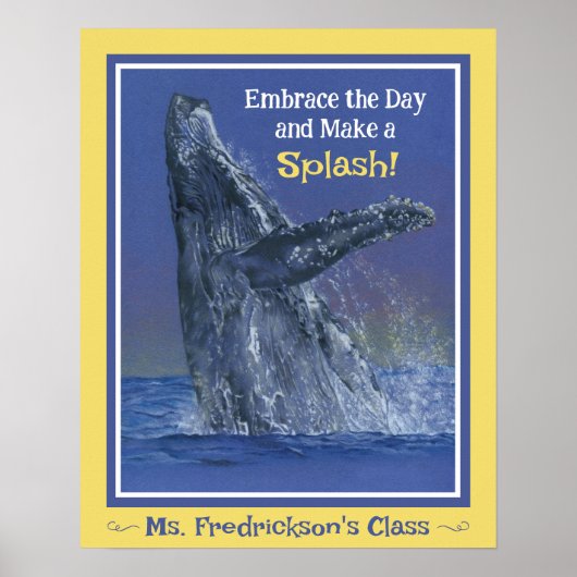 Fun Whale Print für den Unterricht Gelbe Grenze Poster (Vorne)