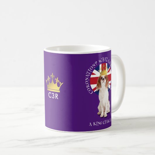 Fun What CORONATION King Charles Spaniel Monogram Kaffeetasse (VorderseiteRechts)