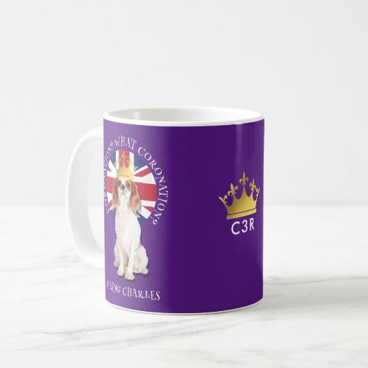 Fun What CORONATION King Charles Spaniel Monogram Kaffeetasse (Vorderseite Links)
