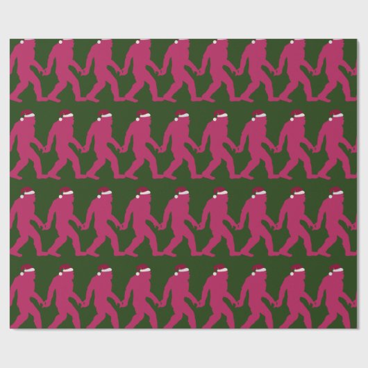 Fun & Whimsical Bigfoot Santa in Grün & Heiß Rosa Geschenkpapier (Flach)