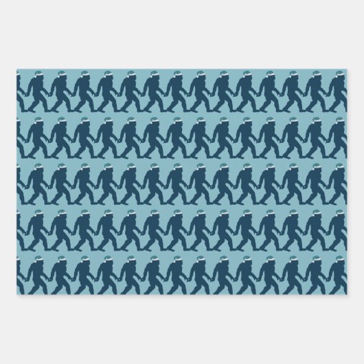 Fun & Whimsical Bigfoot Weihnachtsmannmütze Blauer Geschenkpapier Set (Vorderseite 3)