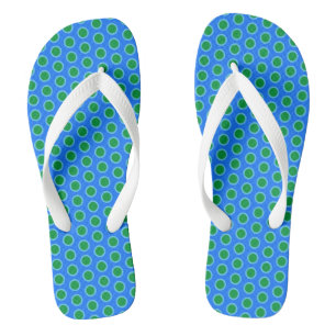 Fun Whimsical Blue Green Geometric Sea Bubbles Badesandalen