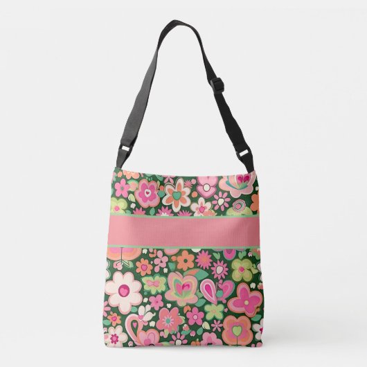 Fun Whimsical Blume Crossbody Tote Bag Tragetaschen Mit Langen Trägern (Rückseite)