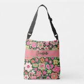 Fun Whimsical Blume Crossbody Tote Bag Tragetaschen Mit Langen Trägern (Vorderseite)
