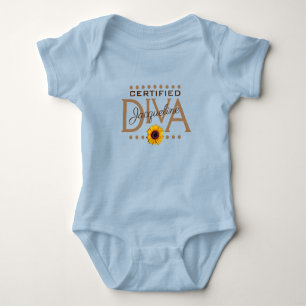 Fun Whimsical Certified DIVA BLUE Baby Strampler