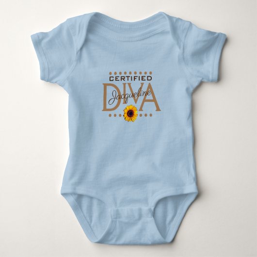 Fun Whimsical Certified DIVA BLUE Baby Strampler (Vorderseite)