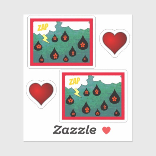 Fun Whimsical Comic Pop Art Set Aufkleber (Blatt)