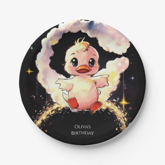 Fun Whimsical Duck Birthday Pappteller (Vorderseite)