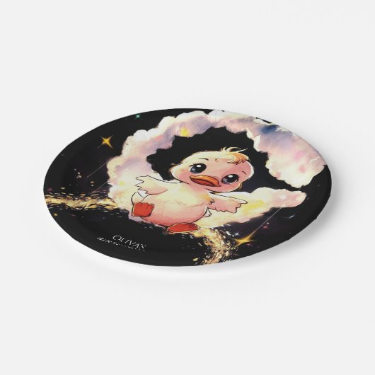 Fun Whimsical Duck Birthday Pappteller (Schrägansicht)