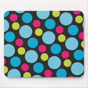 Fun Whimsical farbenfrohe Punkte Türkis blaues Mus Mousepad