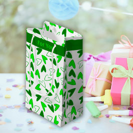 Fun Whimsical Green White Hearts Muster Kleine Geschenktüte