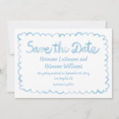 Fun Whimsical Hand Drawn Light White Save The Date (Vorderseite)