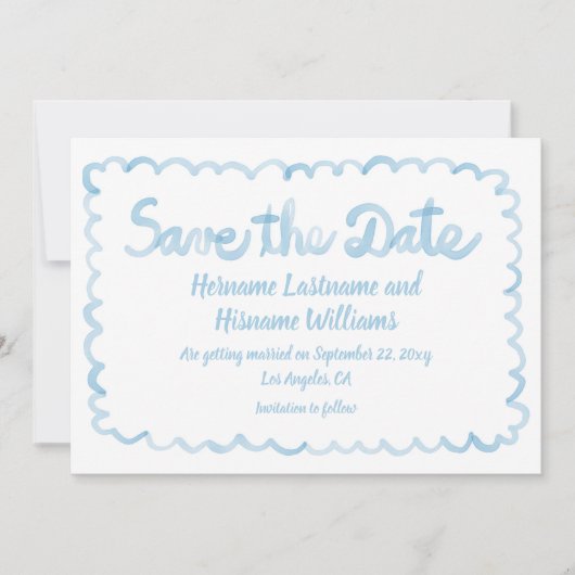 Fun Whimsical Hand Drawn Light White Save The Date (Vorderseite)