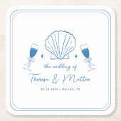 Fun Whimsical Hand Drawn Nautical Coastal Hochzeit Rechteckiger Pappuntersetzer (Vorderseite)