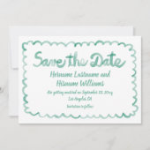 Fun Whimsical Hand gezogen Olive Green Weiß Save The Date (Vorderseite)