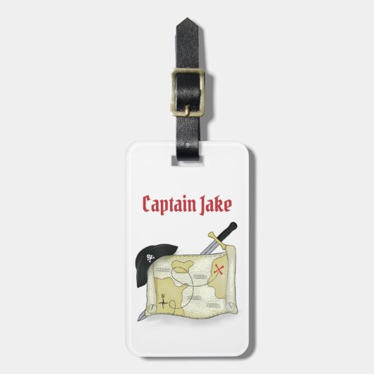 Fun Whimsical Pirate Treasmap Custom Gepäckanhänger (Vorderseite vertikal)