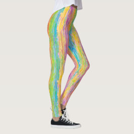 Fun Whimsical Rainbow Colors Stripes Art Pattern Leggings