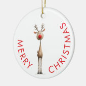 Fun Whimsical Reindeer Merry Christmas Keramik Ornament (Links)