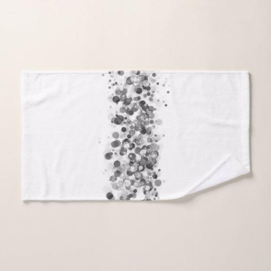 Fun Whimsical Silver Black Circles auf weißes Hand Badhandtuch Set (Handtuch)