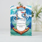 Fun Whimsical Simple Shark Birthda Dankeskarte (Stehend Vorderseite)