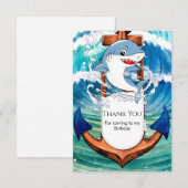 Fun Whimsical Simple Shark Birthda Dankeskarte (Vorne/Hinten)