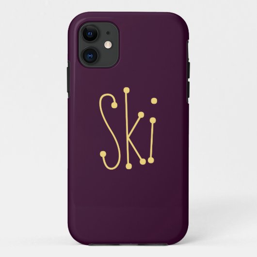 Fun Whimsical SKI Text Spaß Tief Lila Hintergrund Case-Mate iPhone Hülle (Rückseite)