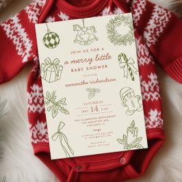 Fun whimsical vintage Merry little baby shower Einladung