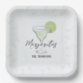 Fun Whimsical Watercolor Margarita Cocktail Drink Pappteller (Vorderseite)