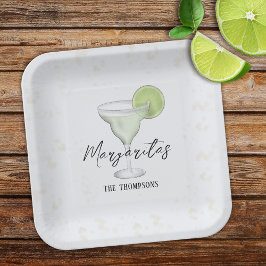 Fun Whimsical Watercolor Margarita Cocktail Drink Pappteller