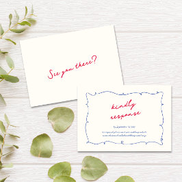 Fun Whimsical Wavy Bright Border & Script Wedding RSVP Karte