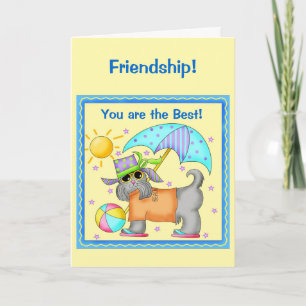 Fun Whimsy Beach Dog Gelbe Freundschaft Karte