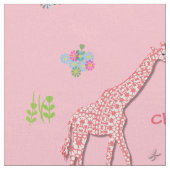 Fun Whimsy Pink Gemusterte Giraffen Personalisiert Stoff (Nahaufnahme)