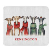 Fun Whippets im Winter Scarves Schneidebrett (Vorderseite)