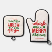 Fun Whisk Ihnen ein frohes Weihnachts Grün rot wei Ofenhandschuh & Topflappen-Set (Vorderseite)