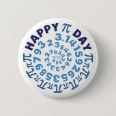 Fun White and Blue Happy Pi Day Round Button (Vorderseite)