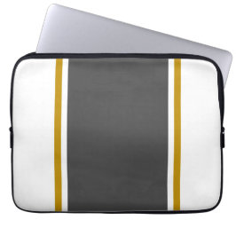 Fun White Bold Dark Gray Wide Centre Pinstripes Laptopschutzhülle