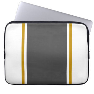 Fun White Bold Dark Gray Wide Centre Pinstripes Laptopschutzhülle