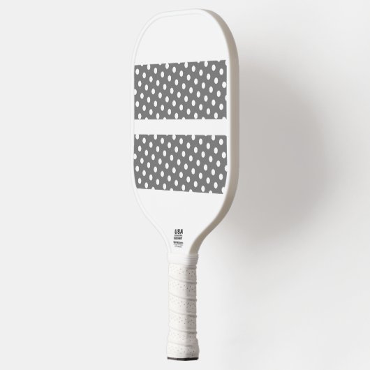 Fun White Bold Twin Racing Stripes Polka Dots Pickleball Schläger (Links)