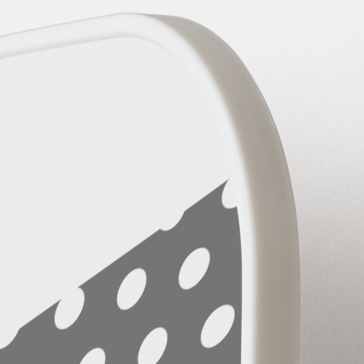 Fun White Bold Twin Racing Stripes Polka Dots Pickleball Schläger (Linke Seite)