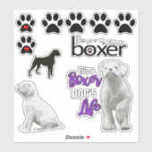 Fun White Boxer Dog Puppy Stickers Aufkleber (Blatt)