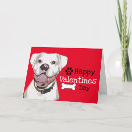 Fun White Boxer Dog Valentine Dankeskarte