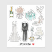 Fun White Bride Groom Hochzeitsplaner Aufkleber (Blatt)