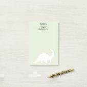 Fun White Brontosaurus Silhouette | PERSONALISIERT Post-it Klebezettel (Auf Schreibtisch)