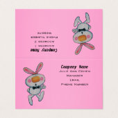 Fun White Bunny Rabbit taucht auf Sign Pink Visitenkarten (Außenseite Aufgefaltet)