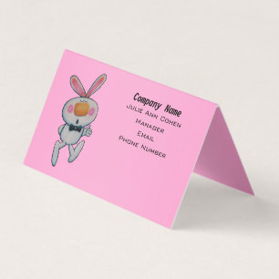 Fun White Bunny Rabbit taucht auf Sign Pink Visitenkarten
