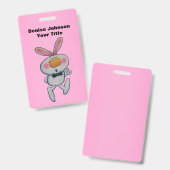 Fun White Bunny Thumbs Up Schild Krawatte Pink Ausweis (Vorder- & Rückseite)