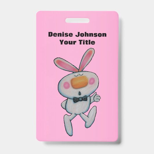 Fun White Bunny Thumbs Up Schild Krawatte Pink Ausweis (Vorderseite)
