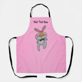 Fun White Bunny thumbs Up Sign Bright Pink Schürze (Vorderseite)
