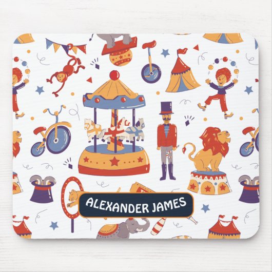 Fun White Carnival Kids School Circus Muster Mousepad (Vorne)